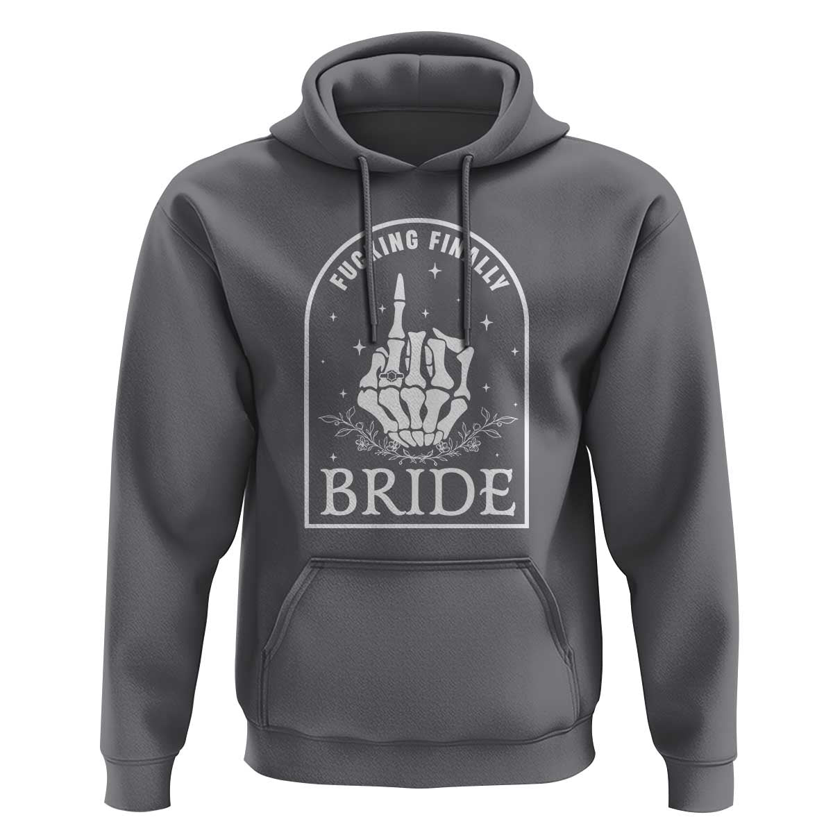 Funny Wedding Halloween Hoodie Fucking Finally Bride Skeleton Rings Bachelorette Party - Wonder Print Shop