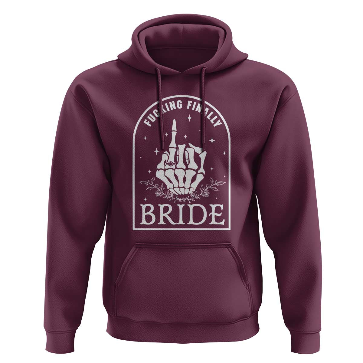 Funny Wedding Halloween Hoodie Fucking Finally Bride Skeleton Rings Bachelorette Party - Wonder Print Shop