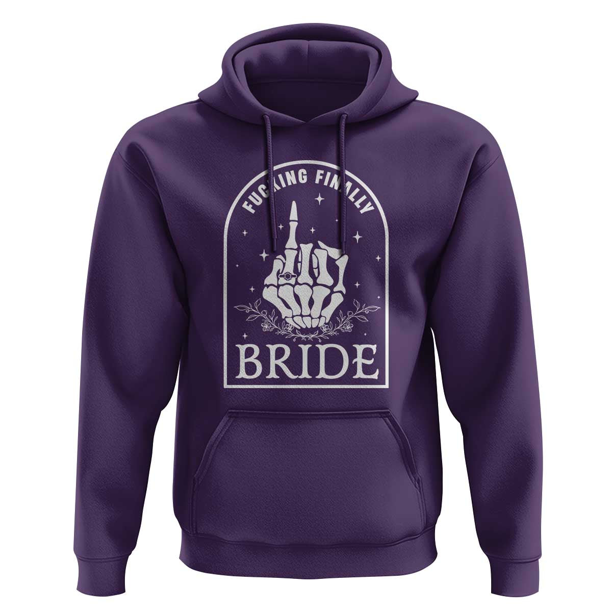Funny Wedding Halloween Hoodie Fucking Finally Bride Skeleton Rings Bachelorette Party - Wonder Print Shop