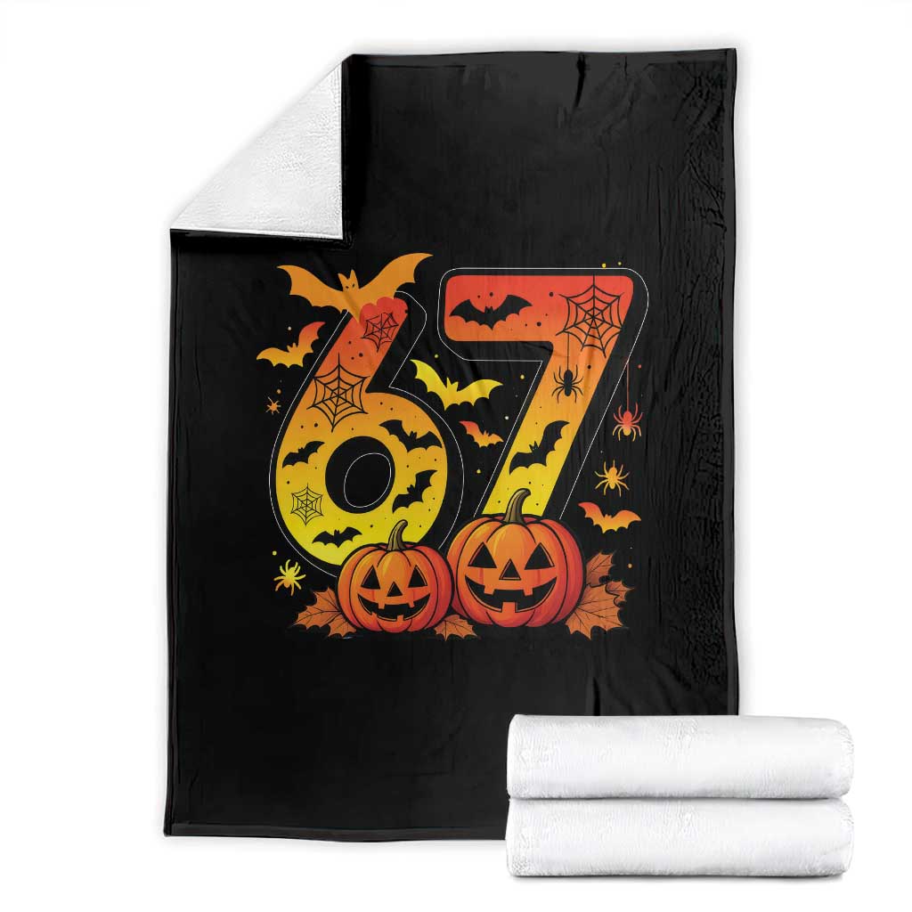 Funny 67 Halloween Throw Blanket Spooky Six Seven Meme Gen Alpha Slang - Wonder Print Shop
