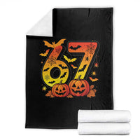 Funny 67 Halloween Throw Blanket Spooky Six Seven Meme Gen Alpha Slang - Wonder Print Shop