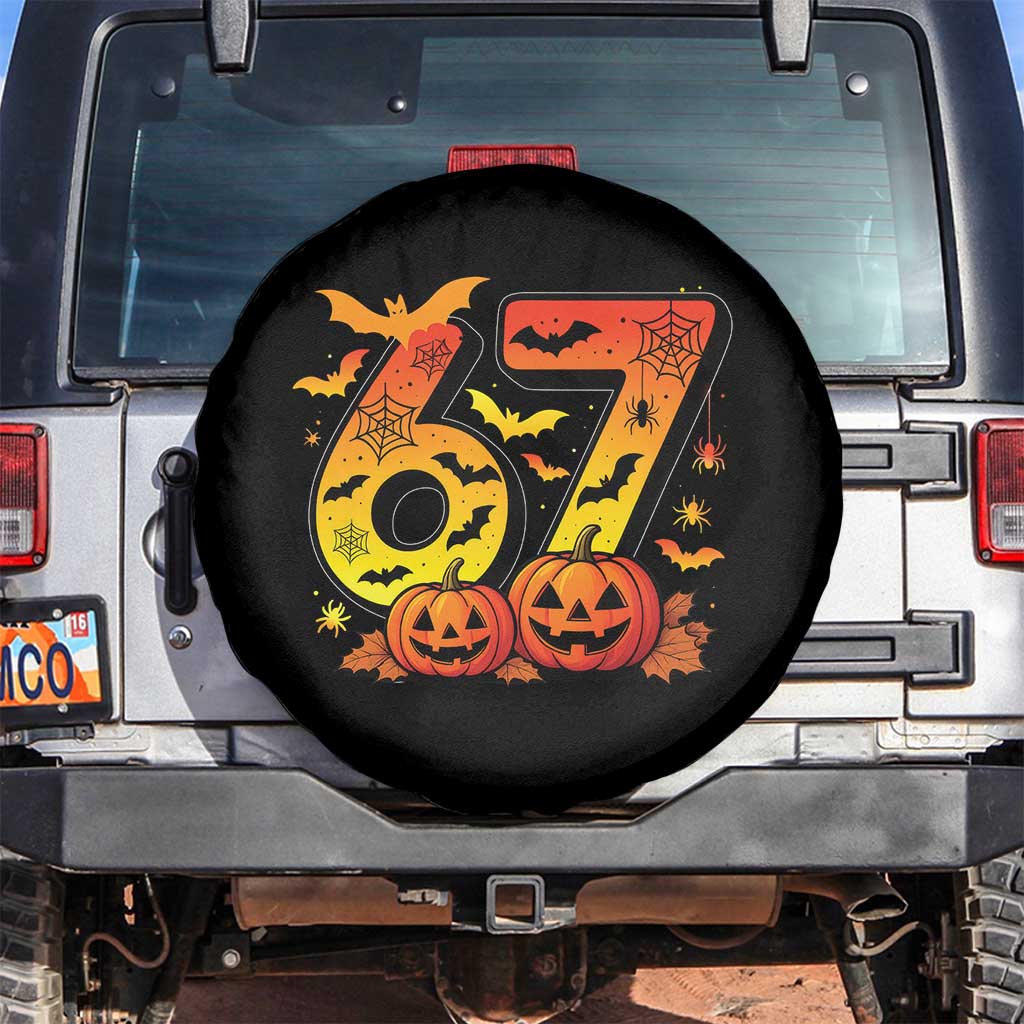 Funny 67 Halloween Spare Tire Cover Spooky Six Seven Meme Gen Alpha Slang - Wonder Print Shop