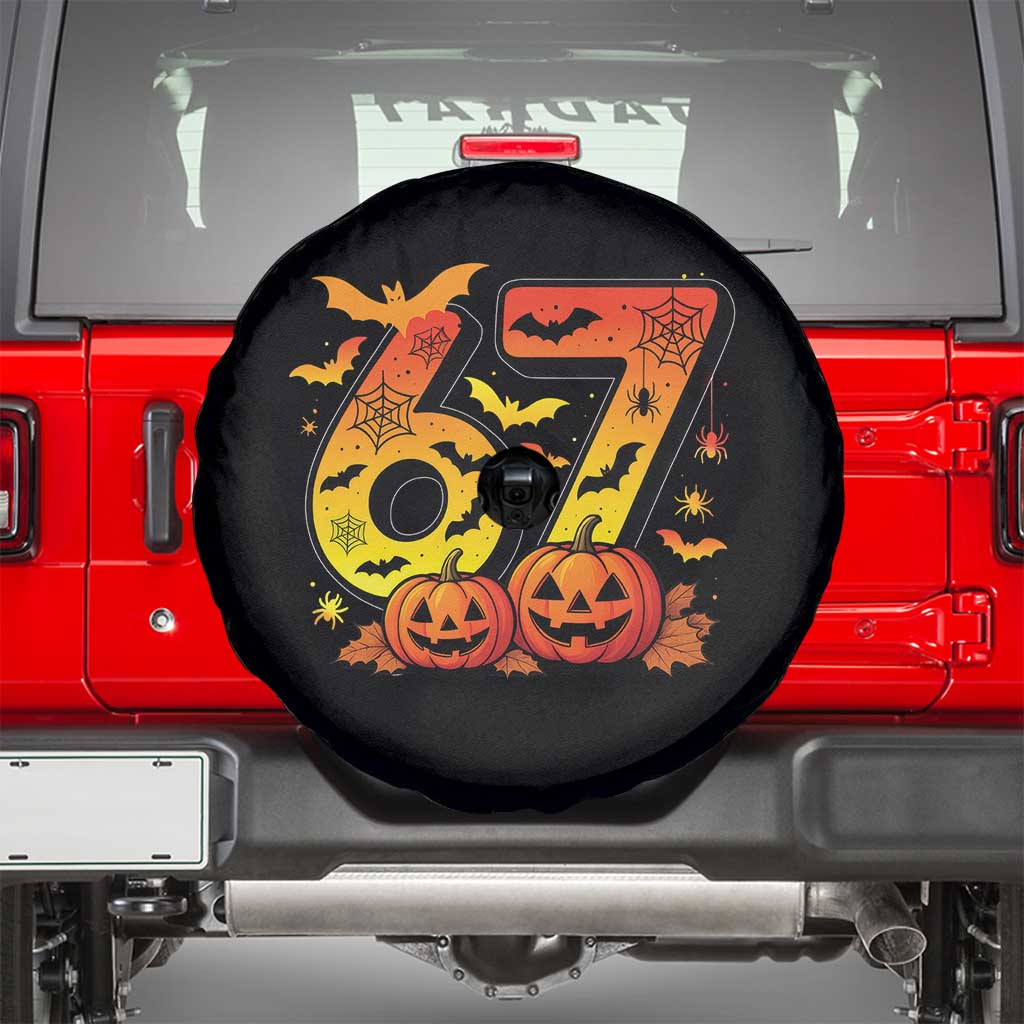 Funny 67 Halloween Spare Tire Cover Spooky Six Seven Meme Gen Alpha Slang - Wonder Print Shop