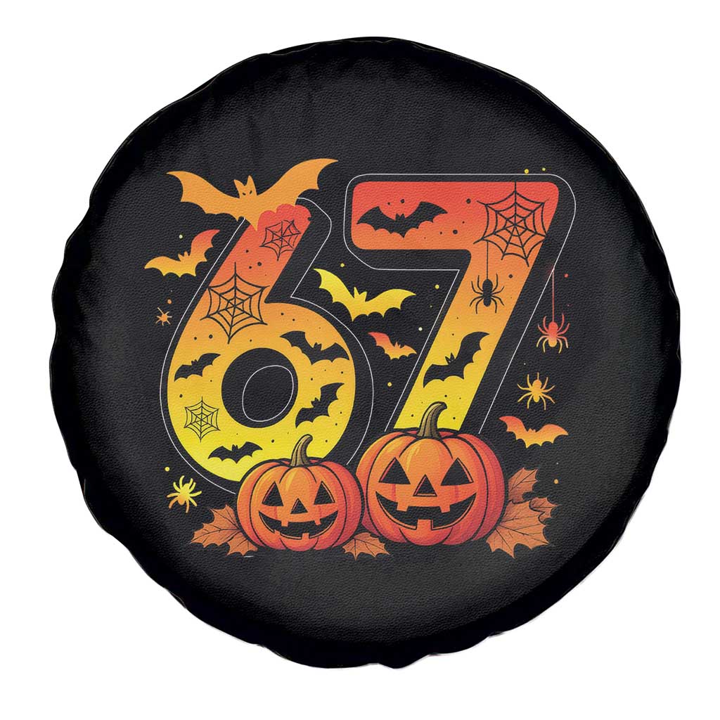 Funny 67 Halloween Spare Tire Cover Spooky Six Seven Meme Gen Alpha Slang - Wonder Print Shop