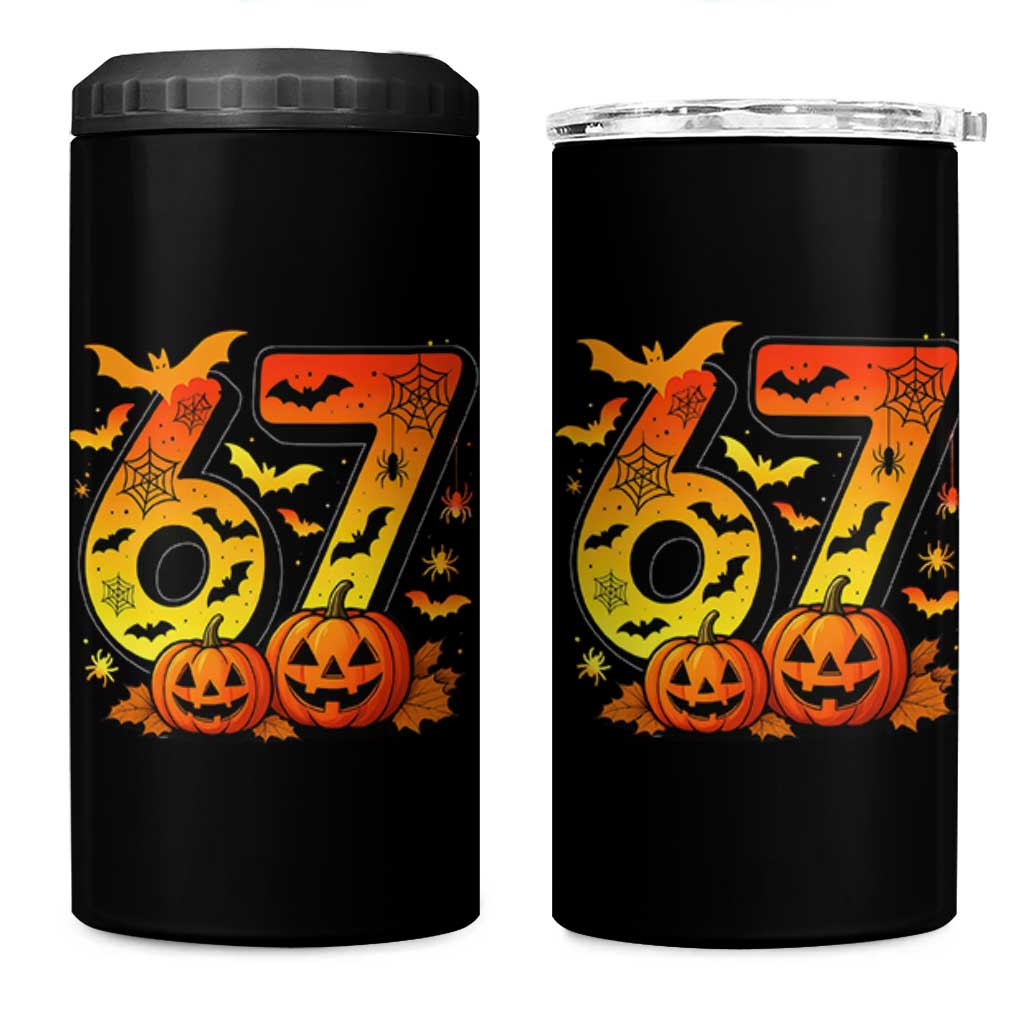 Funny 67 Halloween 4 in 1 Can Cooler Tumbler Spooky Six Seven Meme Gen Alpha Slang - Wonder Print Shop