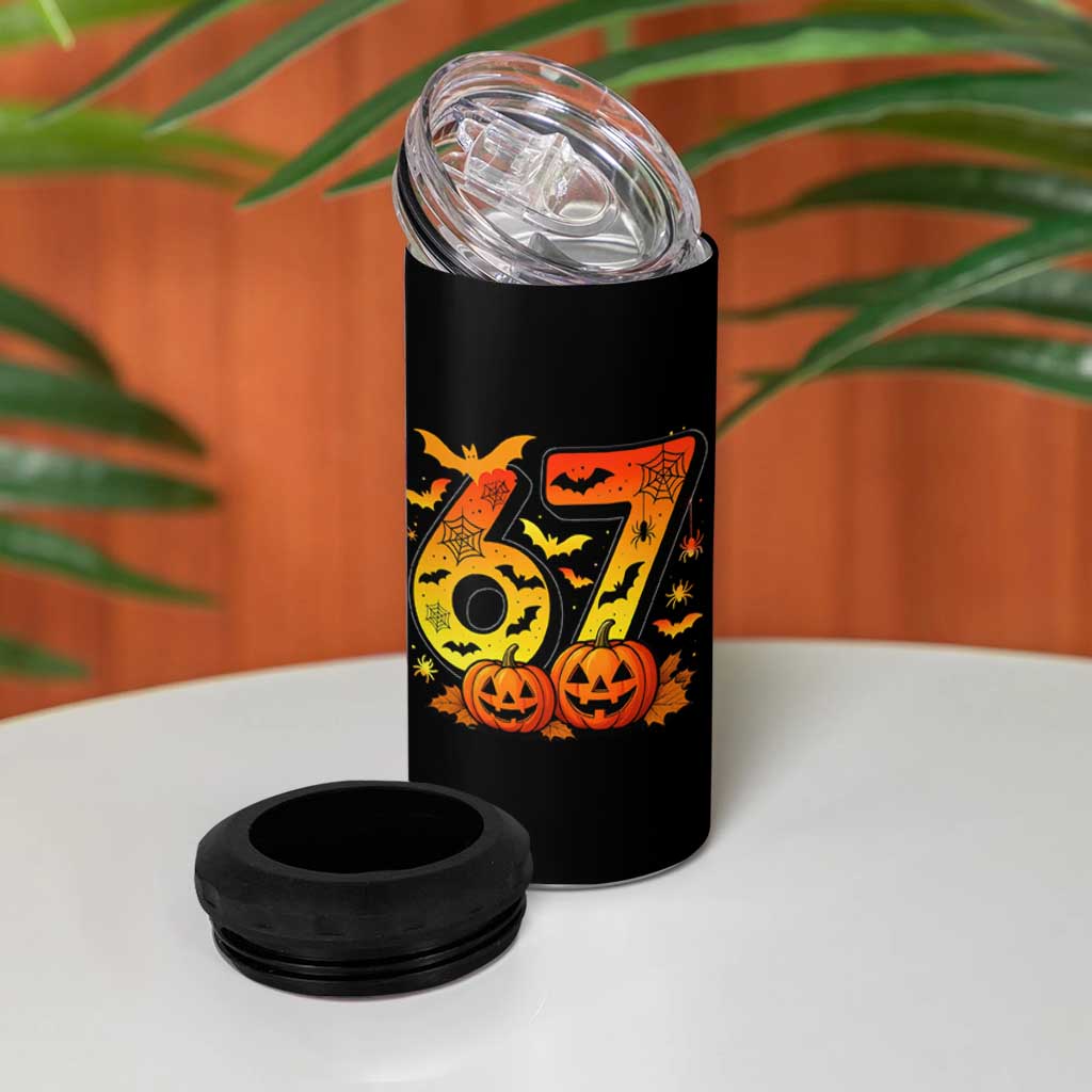 Funny 67 Halloween 4 in 1 Can Cooler Tumbler Spooky Six Seven Meme Gen Alpha Slang - Wonder Print Shop
