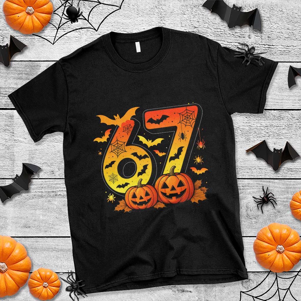 Funny 67 Halloween T Shirt Spooky Six Seven Meme Gen Alpha Slang - Wonder Print Shop