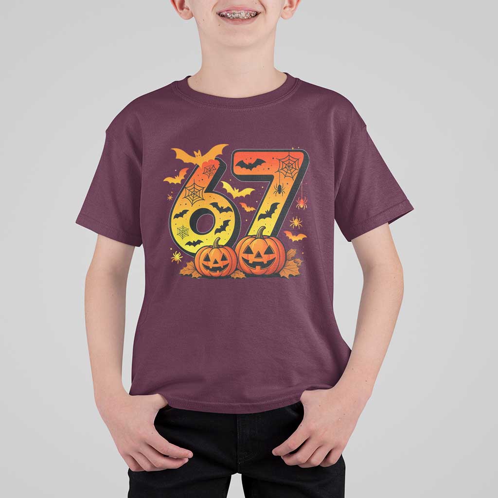 Funny 67 Halloween T Shirt For Kid Spooky Six Seven Meme Gen Alpha Slang - Wonder Print Shop