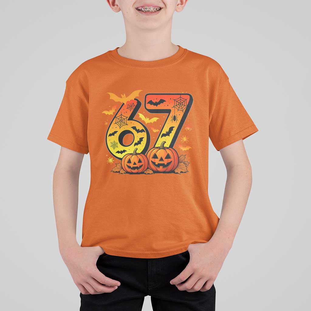 Funny 67 Halloween T Shirt For Kid Spooky Six Seven Meme Gen Alpha Slang - Wonder Print Shop