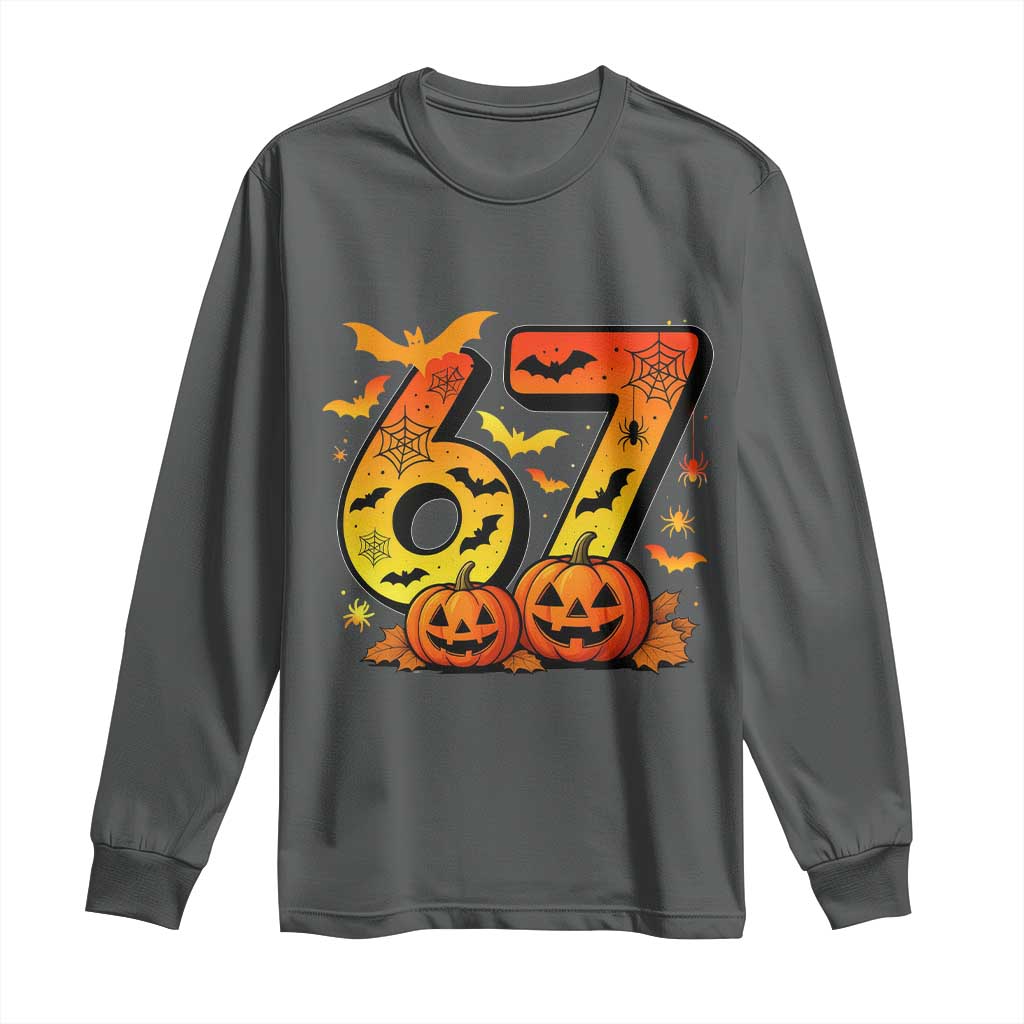 Funny 67 Halloween Long Sleeve Shirt Spooky Six Seven Meme Gen Alpha Slang - Wonder Print Shop