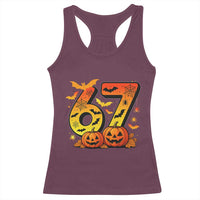 Funny 67 Halloween Racerback Tank Top Spooky Six Seven Meme Gen Alpha Slang - Wonder Print Shop