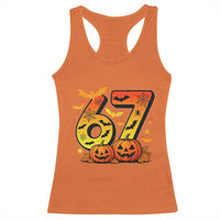 Funny 67 Halloween Racerback Tank Top Spooky Six Seven Meme Gen Alpha Slang - Wonder Print Shop