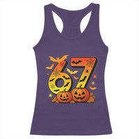 Funny 67 Halloween Racerback Tank Top Spooky Six Seven Meme Gen Alpha Slang - Wonder Print Shop