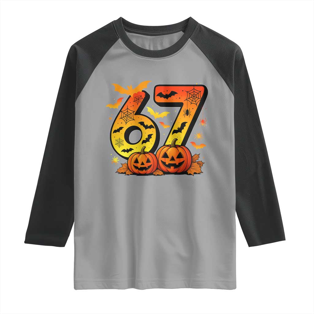 Funny 67 Halloween Raglan Shirt Spooky Six Seven Meme Gen Alpha Slang - Wonder Print Shop