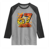 Funny 67 Halloween Raglan Shirt Spooky Six Seven Meme Gen Alpha Slang - Wonder Print Shop