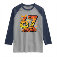 Funny 67 Halloween Raglan Shirt Spooky Six Seven Meme Gen Alpha Slang - Wonder Print Shop