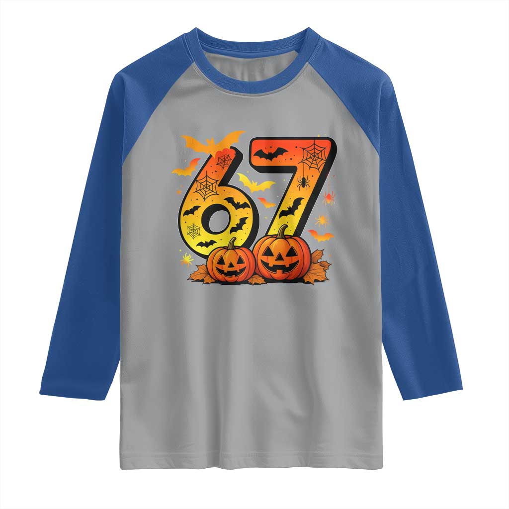 Funny 67 Halloween Raglan Shirt Spooky Six Seven Meme Gen Alpha Slang - Wonder Print Shop