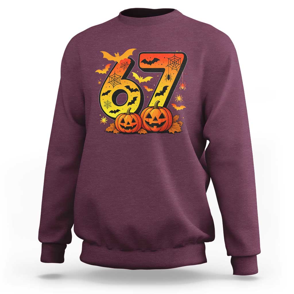 Funny 67 Halloween Sweatshirt Spooky Six Seven Meme Gen Alpha Slang - Wonder Print Shop