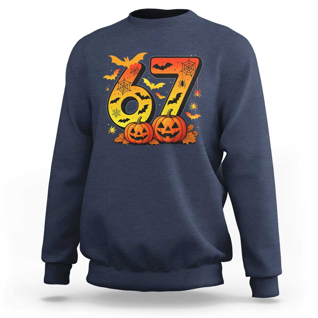 Funny 67 Halloween Sweatshirt Spooky Six Seven Meme Gen Alpha Slang - Wonder Print Shop