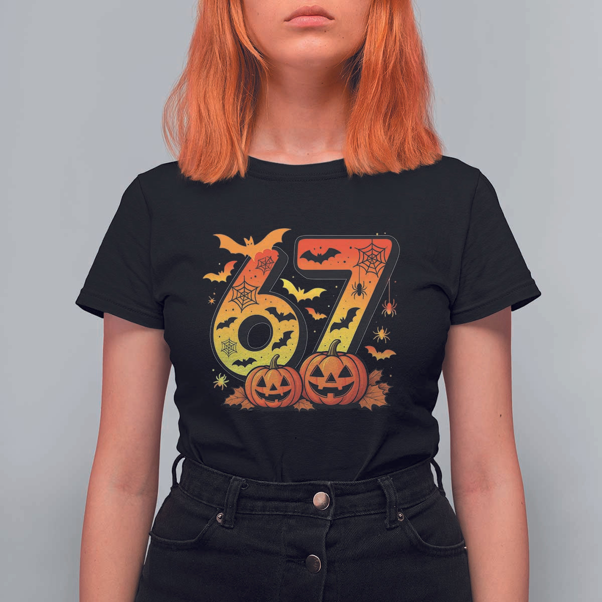 Funny 67 Halloween T Shirt For Women Spooky Six Seven Meme Gen Alpha Slang - Wonder Print Shop
