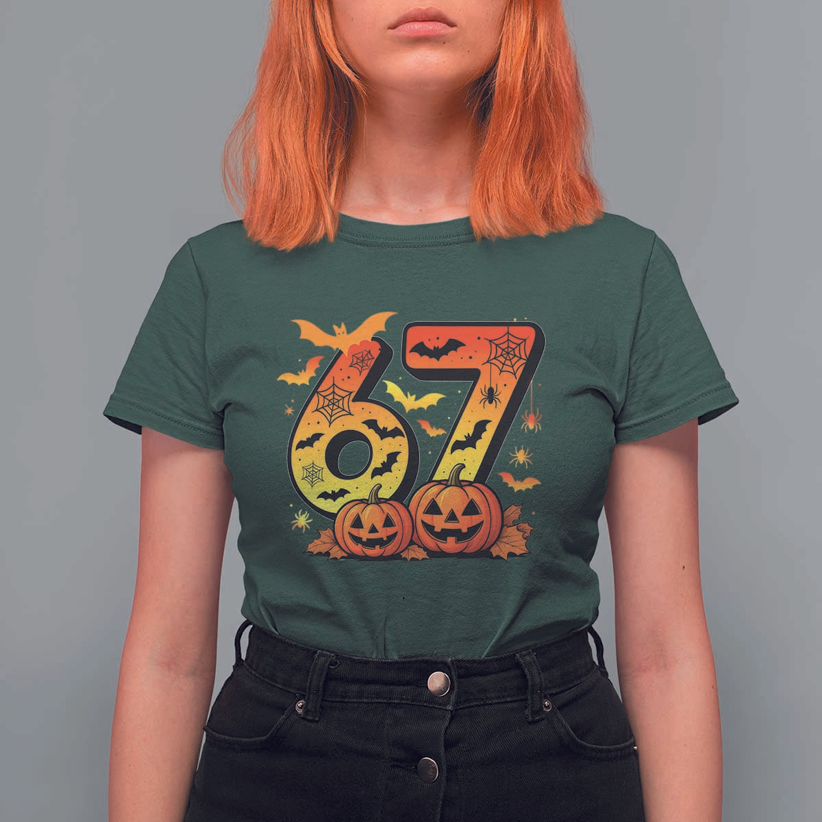 Funny 67 Halloween T Shirt For Women Spooky Six Seven Meme Gen Alpha Slang - Wonder Print Shop