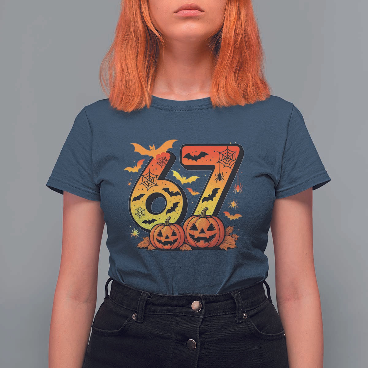 Funny 67 Halloween T Shirt For Women Spooky Six Seven Meme Gen Alpha Slang - Wonder Print Shop