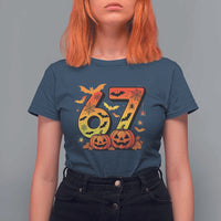 Funny 67 Halloween T Shirt For Women Spooky Six Seven Meme Gen Alpha Slang - Wonder Print Shop