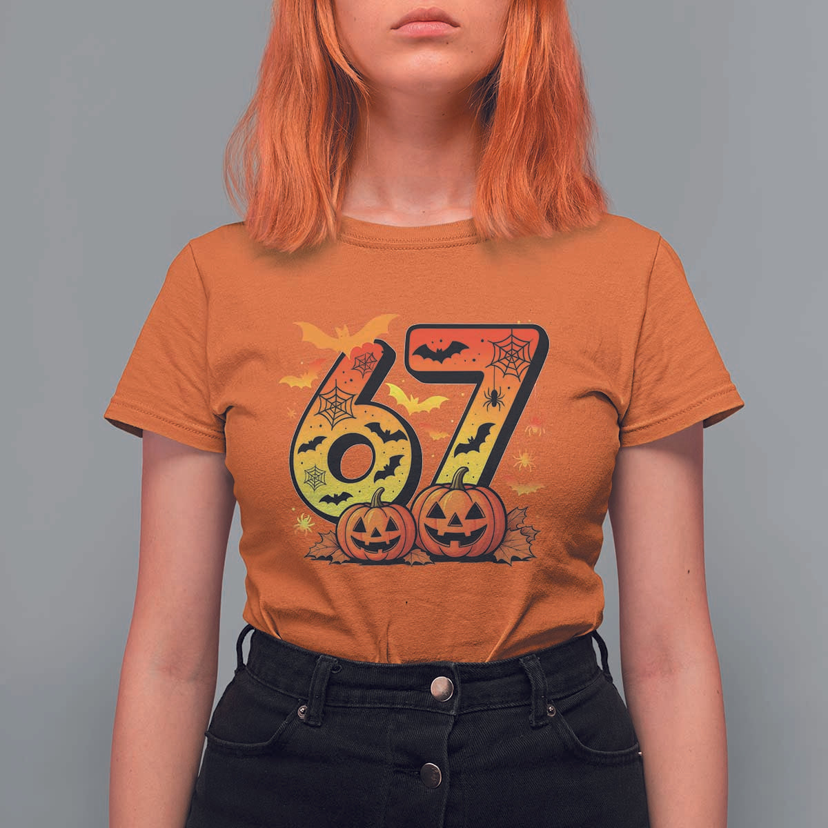 Funny 67 Halloween T Shirt For Women Spooky Six Seven Meme Gen Alpha Slang - Wonder Print Shop