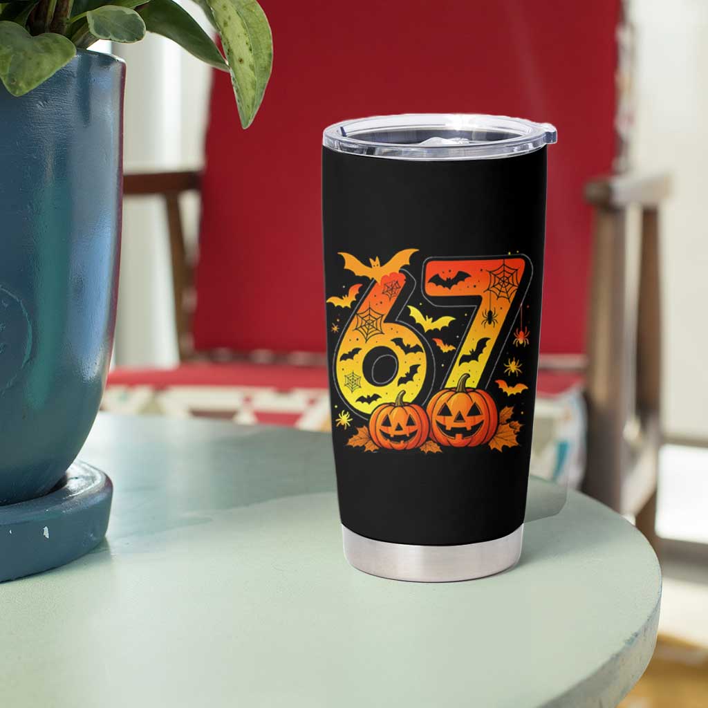 Funny 67 Halloween Tumbler Cup Spooky Six Seven Meme Gen Alpha Slang - Wonder Print Shop