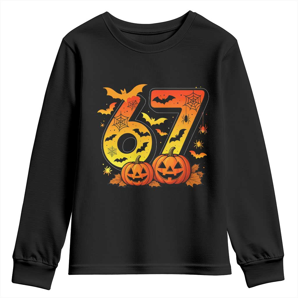 Funny 67 Halloween Youth Sweatshirt Spooky Six Seven Meme Gen Alpha Slang - Wonder Print Shop