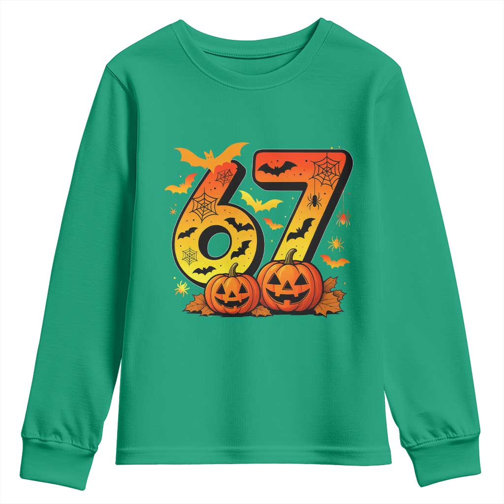 Funny 67 Halloween Youth Sweatshirt Spooky Six Seven Meme Gen Alpha Slang - Wonder Print Shop