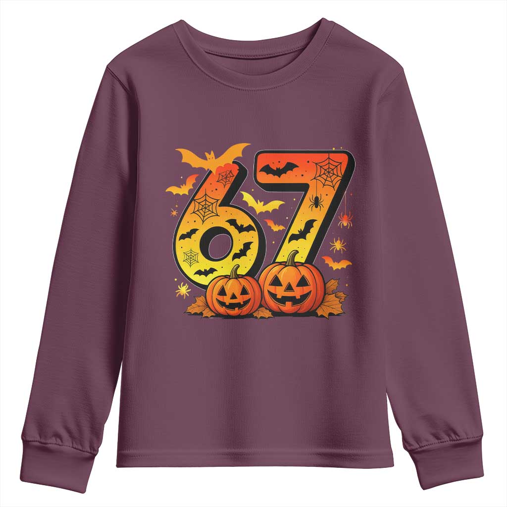 Funny 67 Halloween Youth Sweatshirt Spooky Six Seven Meme Gen Alpha Slang - Wonder Print Shop