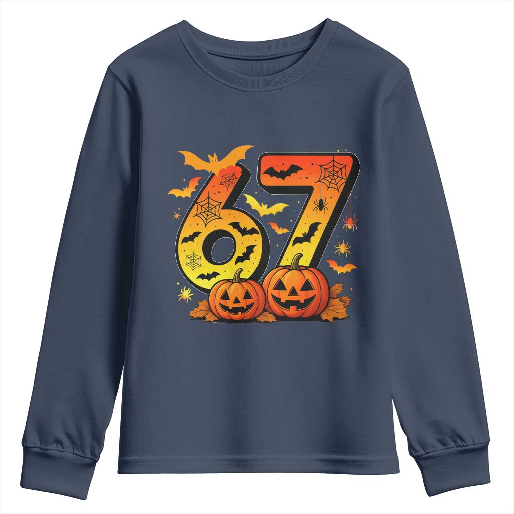 Funny 67 Halloween Youth Sweatshirt Spooky Six Seven Meme Gen Alpha Slang - Wonder Print Shop