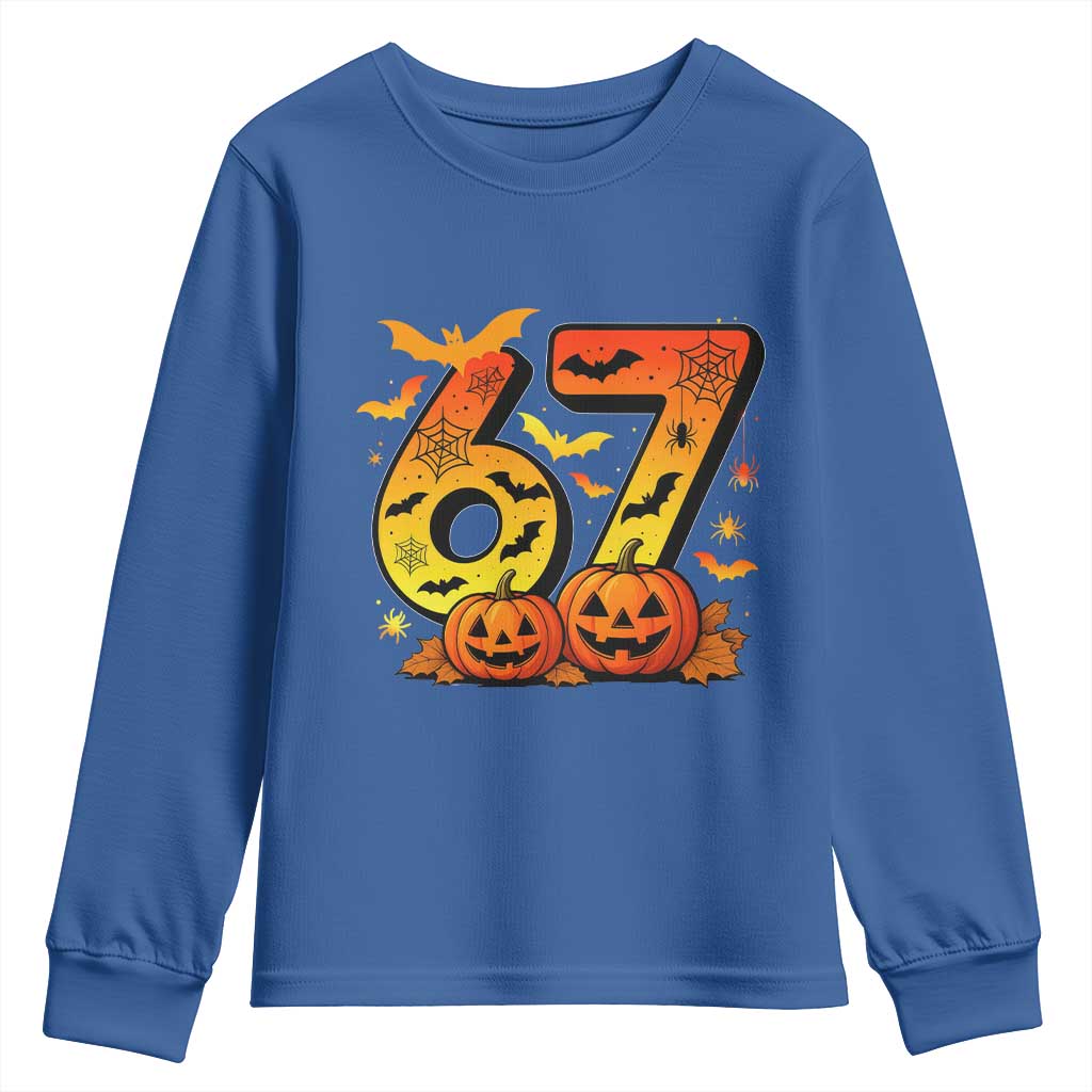 Funny 67 Halloween Youth Sweatshirt Spooky Six Seven Meme Gen Alpha Slang - Wonder Print Shop