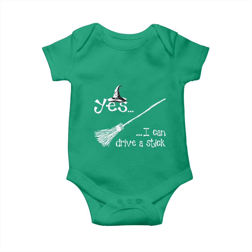 Funny Halloween Spooky Witch Baby Onesie Yes I Can Drive A Stick - Wonder Print Shop
