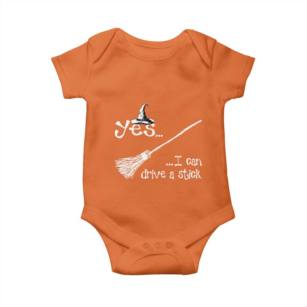 Funny Halloween Spooky Witch Baby Onesie Yes I Can Drive A Stick - Wonder Print Shop