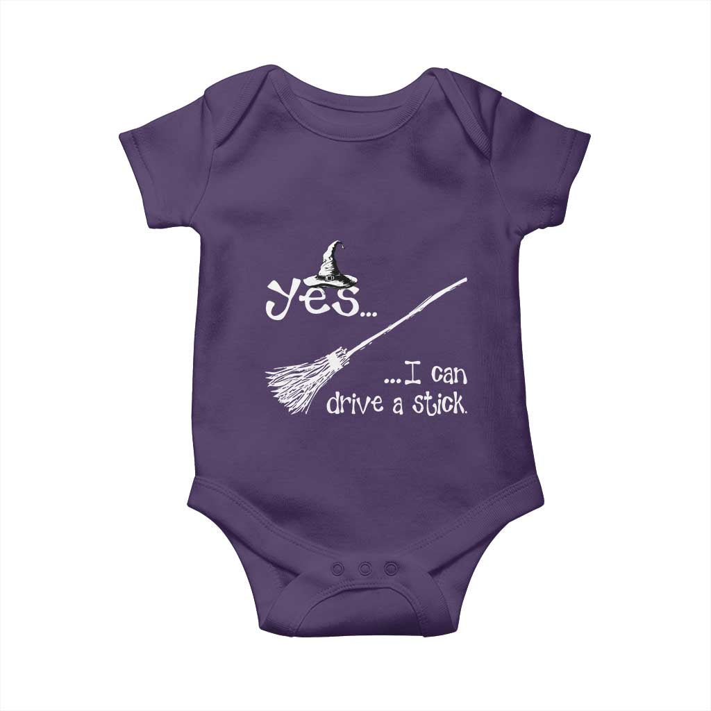 Funny Halloween Spooky Witch Baby Onesie Yes I Can Drive A Stick - Wonder Print Shop
