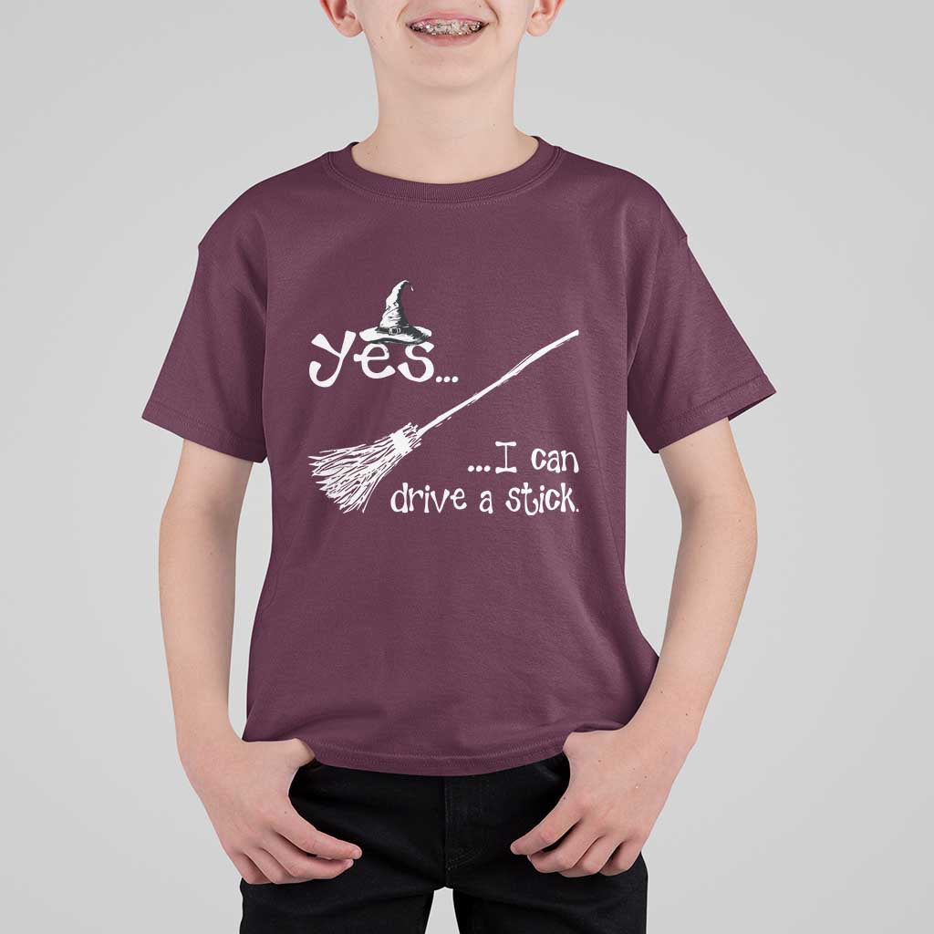 Funny Halloween Spooky Witch T Shirt For Kid Yes I Can Drive A Stick - Wonder Print Shop