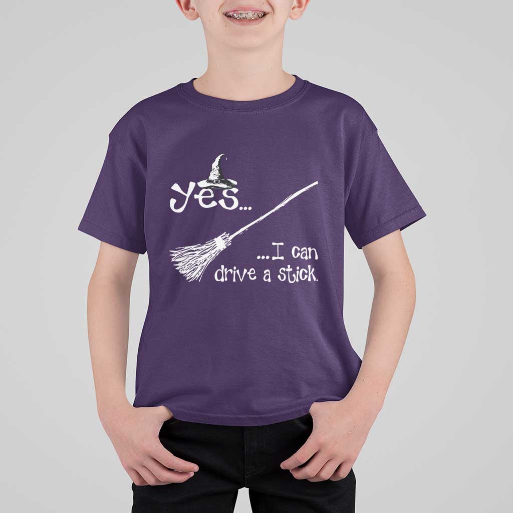 Funny Halloween Spooky Witch T Shirt For Kid Yes I Can Drive A Stick - Wonder Print Shop