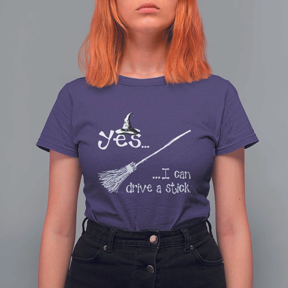 Funny Halloween Spooky Witch T Shirt For Women Yes I Can Drive A Stick - Wonder Print Shop