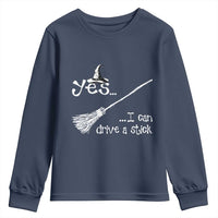 Funny Halloween Spooky Witch Youth Sweatshirt Yes I Can Drive A Stick - Wonder Print Shop