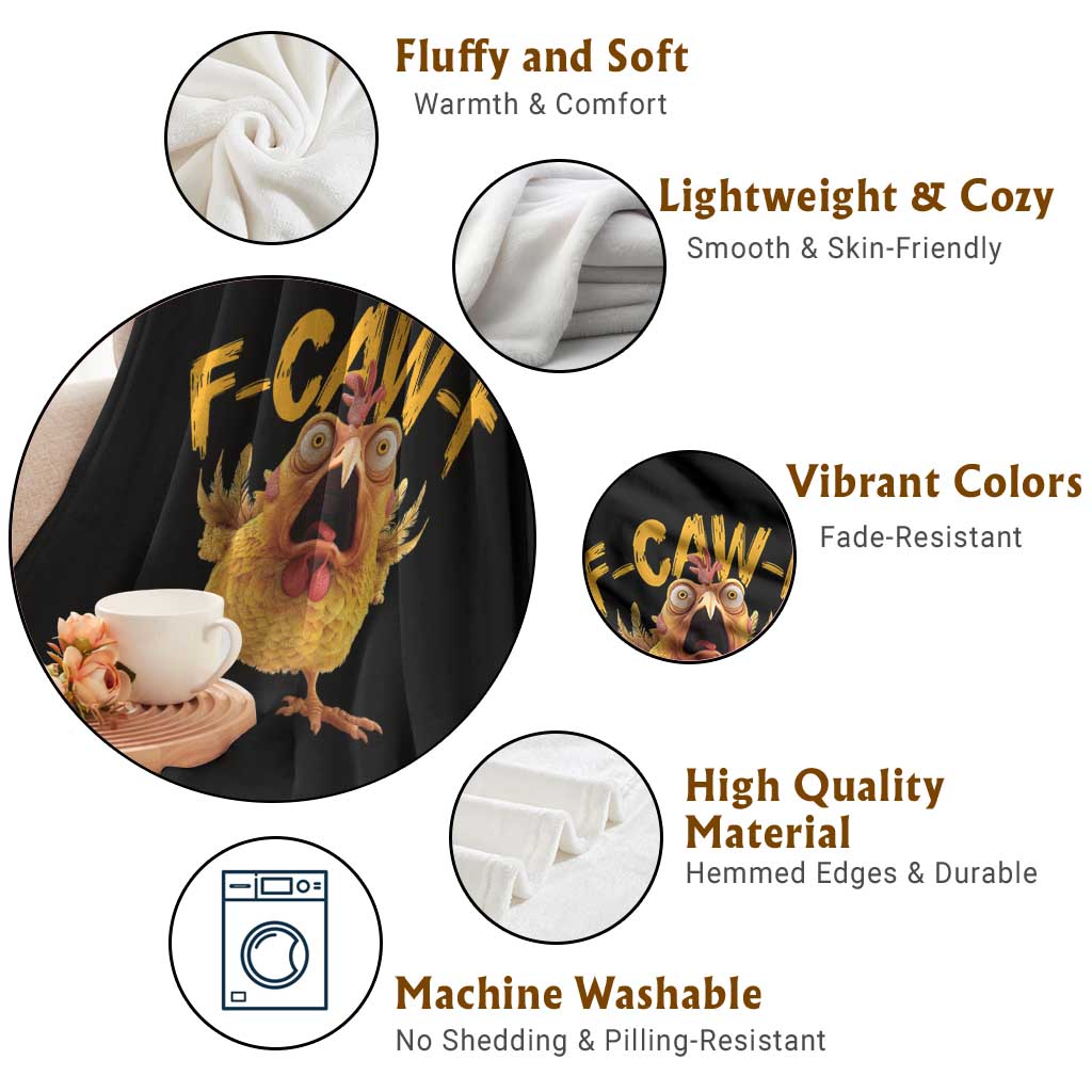 Funny F Caw F Chicken Throw Blanket Rooster Meme Humor - Wonder Print Shop