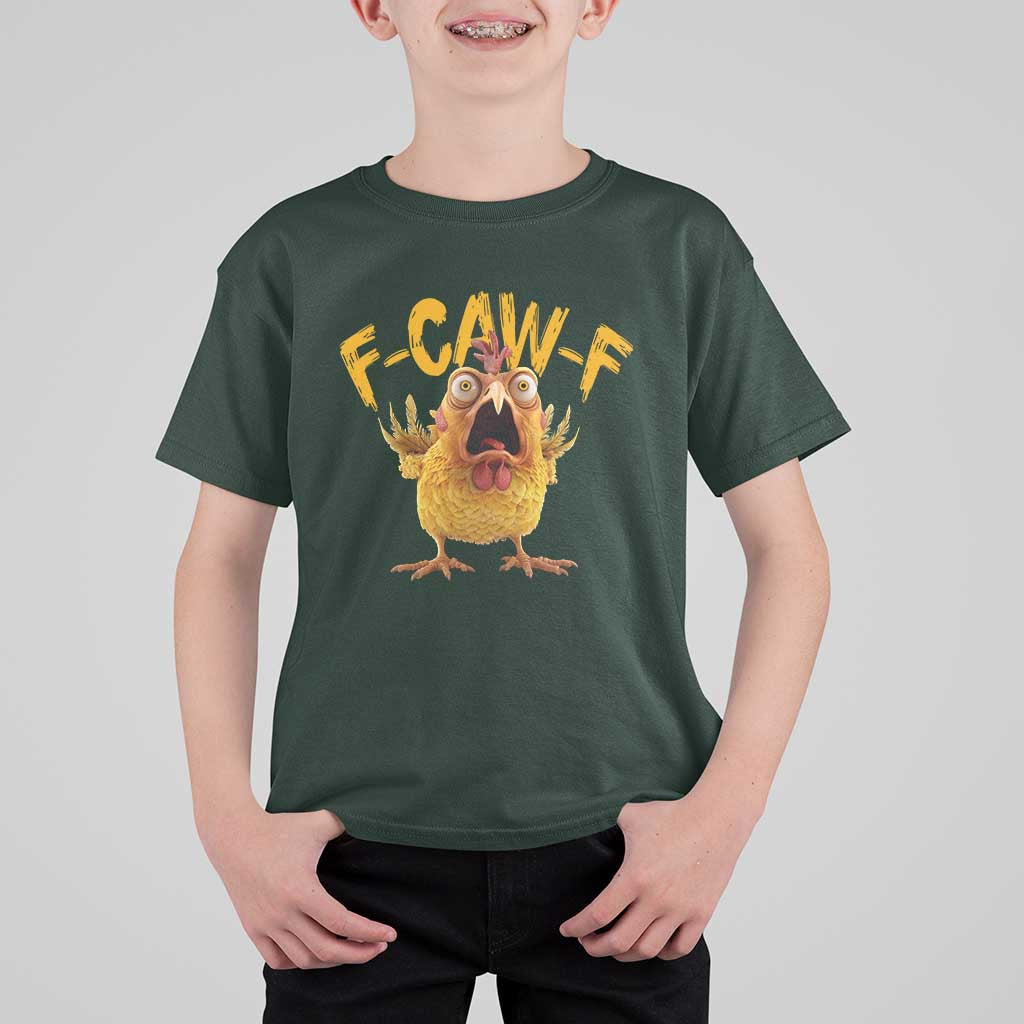 Funny F Caw F Chicken T Shirt For Kid Rooster Meme Humor - Wonder Print Shop