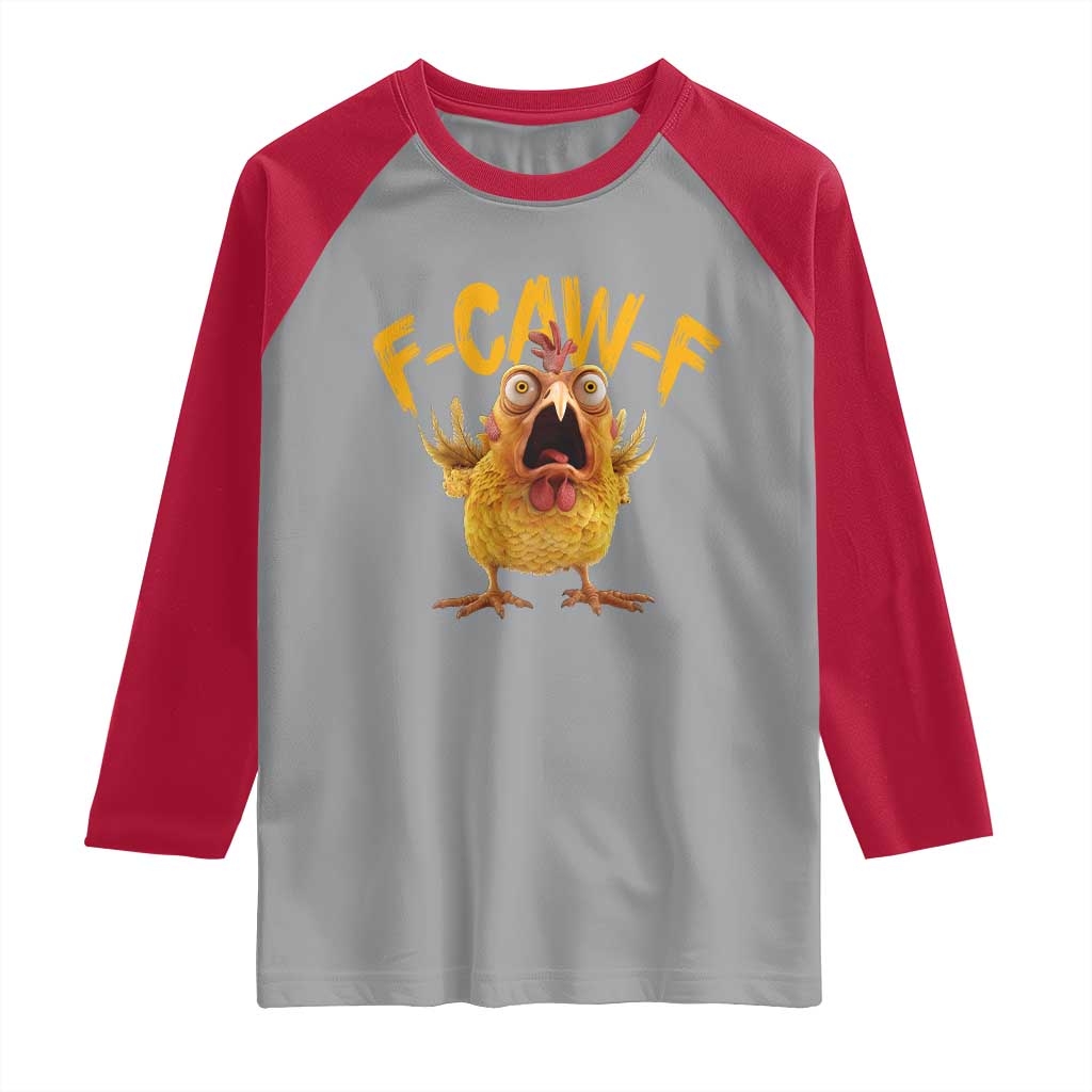 Funny F Caw F Chicken Raglan Shirt Rooster Meme Humor - Wonder Print Shop