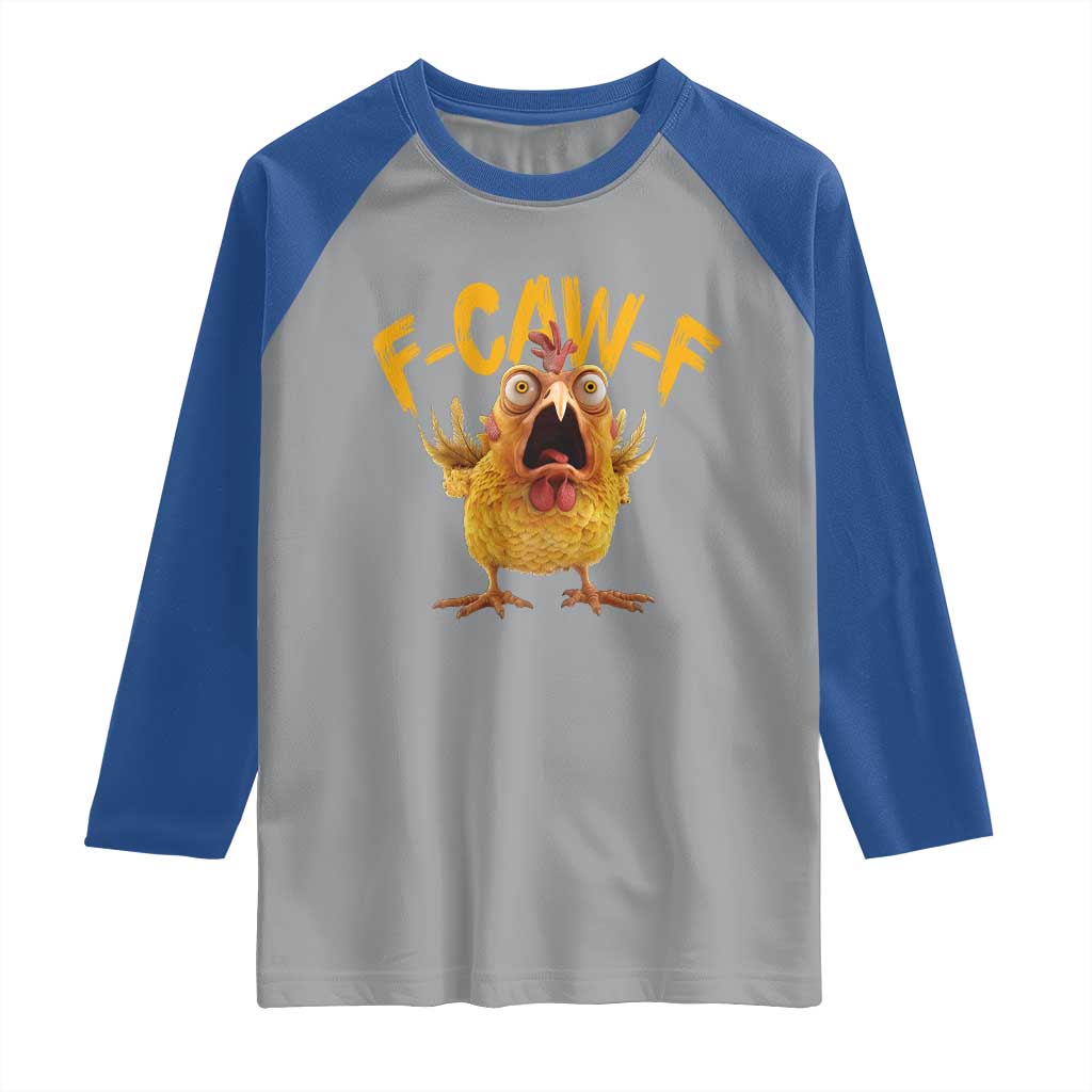 Funny F Caw F Chicken Raglan Shirt Rooster Meme Humor - Wonder Print Shop
