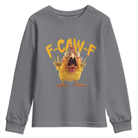 Funny F Caw F Chicken Youth Sweatshirt Rooster Meme Humor - Wonder Print Shop