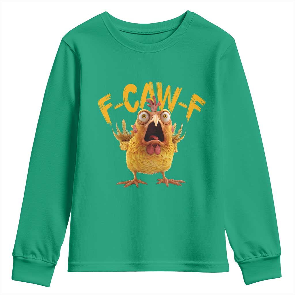 Funny F Caw F Chicken Youth Sweatshirt Rooster Meme Humor - Wonder Print Shop
