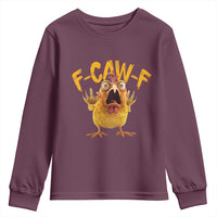 Funny F Caw F Chicken Youth Sweatshirt Rooster Meme Humor - Wonder Print Shop