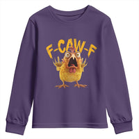 Funny F Caw F Chicken Youth Sweatshirt Rooster Meme Humor - Wonder Print Shop