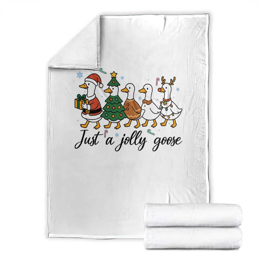 Funny Christmas Silly Goose Throw Blanket Just A Jolly Goose Xmas Poultry Animal Humor - Wonder Print Shop